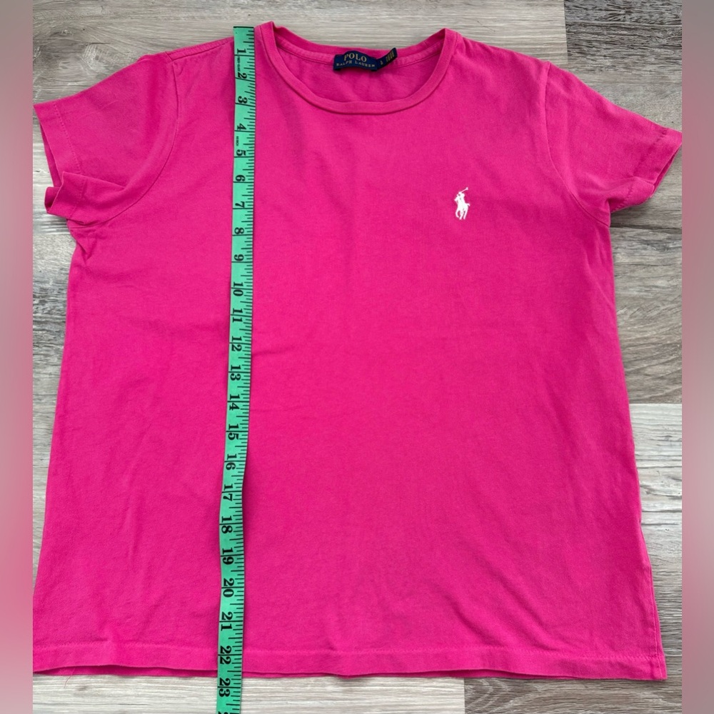 Polo Ralph Lauren Women's T-shirt size L pink color with a round neck. - Picture 12 of 13
